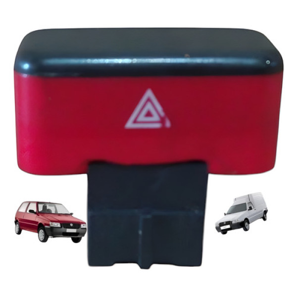 Botão Pisca Alerta Fiat Fiorino Palio Uno Fire 1996 2006 Vermelho E Preto