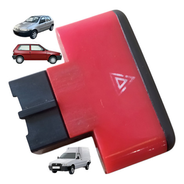 Botão Pisca Alerta Fiat Fiorino Palio Uno Fire 1996 A 2006 - Preto/vermelho