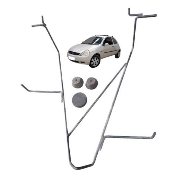 Suporte Estepe Com 3 Borrachas Ford Ka Gl Zetec 2003 A 2007