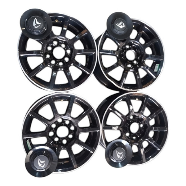 Jogo Roda Liga Aro 14 Brw Alumínio Multi Furos Ford Vw Preto E Prata