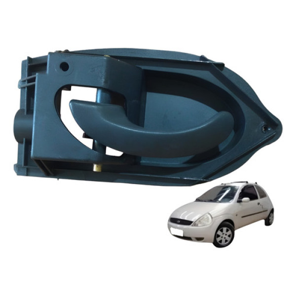 Maçaneta Interna Porta Esquerdo Ford Ka Gl 2003 2007 Preta Dianteira