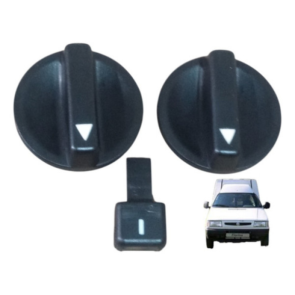 Botão Ventilação Ar Translúcido Verde Fiat Uno Fiorino Fire  Preto / Translúcido Verde