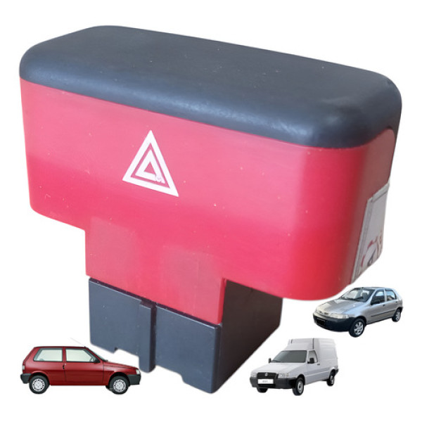 Botão Pisca Alerta Fiat Uno Palio Fiorino Fire 1996 A 2006 Preto/vermelho