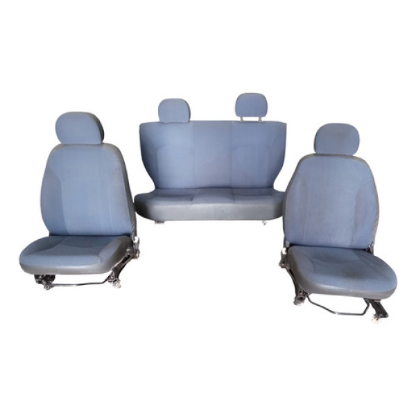 Jogo Banco Dianteiro Traseiro Com Trilho Fiat Palio 4p 2002 Cinzento Azulado