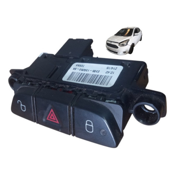 Botão Pisca Alerta Trava Destrava Porta Ford Ka 2014 A 2020 Preto E Pisca Alerta Vermelho