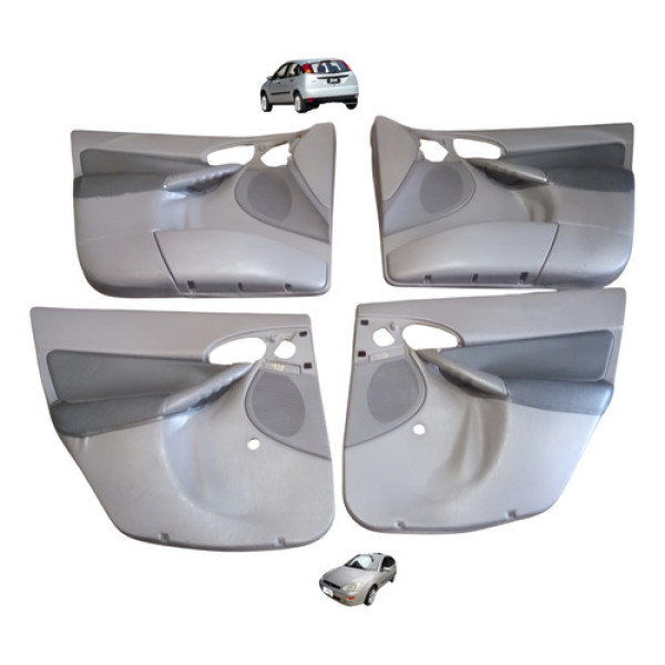 Jogo Forro Porta Dianteira Traseira Ford Focus Hacth 01 08 Cinza-escuro