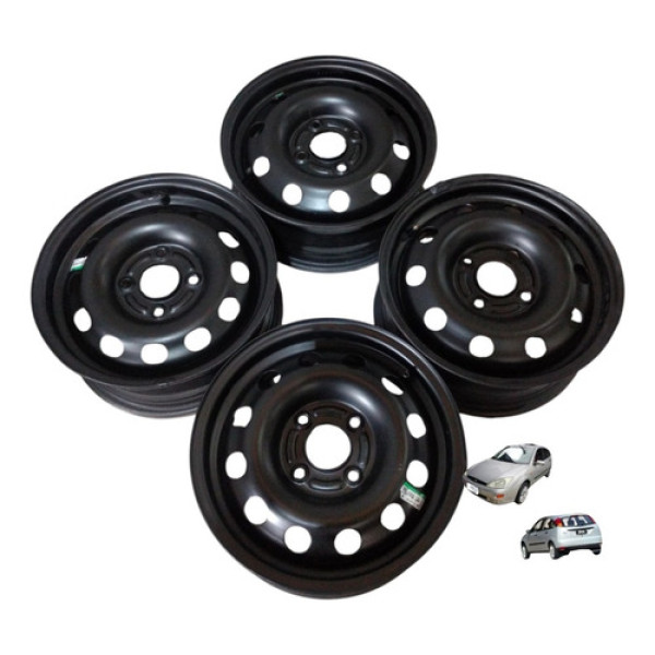 Jogo Roda Ferro Aro 14 4 Furos Ford Focus 2001 2001 Preto
