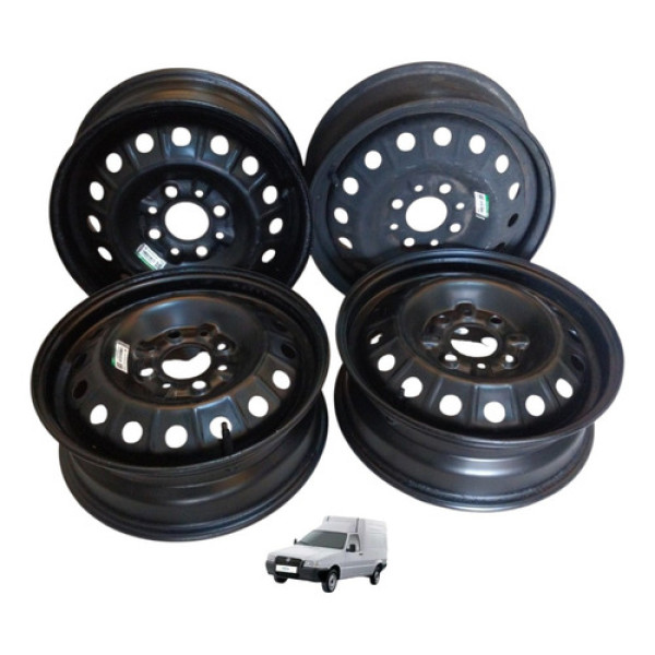 Jogo Roda Ferro Aro 13 4 Furos Fumagalli Fiat Fiorino 04 13 Preto