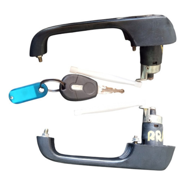 Par Maçaneta Externa Esquerdo Direito Com Chave Fiorino 2011 Preto Dianteira