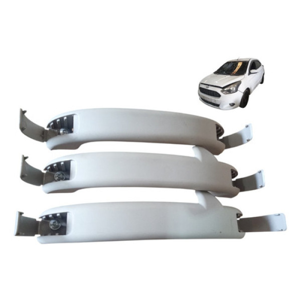Alça Teto Pqp Kit 3 Unidades Ford Ka 2015 A 2020 Original Cinza Claro