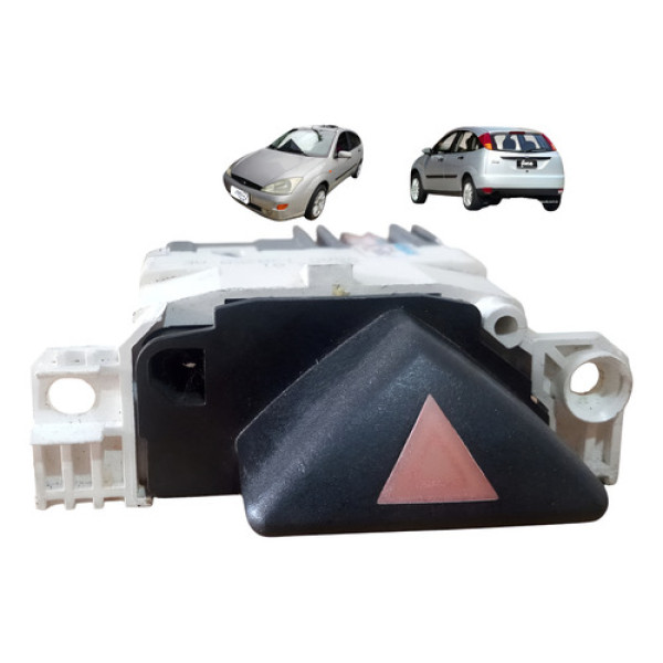 Botão Pisca Alerta Painel Ford Focus Hatch 2001 A 2008 Preto E Vermelho